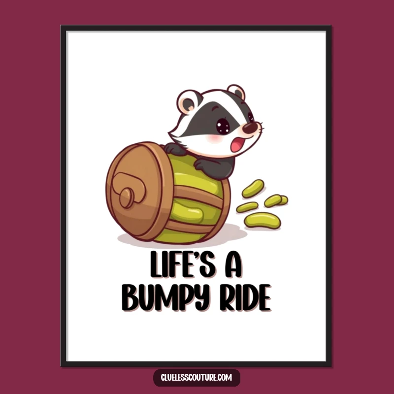 Funny Pickle Badger Digital Art: Startled Roller - Instant Funny Gift!