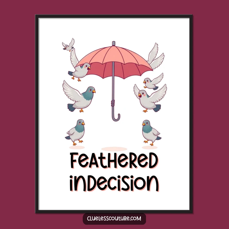 Funny Pigeon Umbrella Digital Art, Flock Chaos Download, Instant Humor Decor