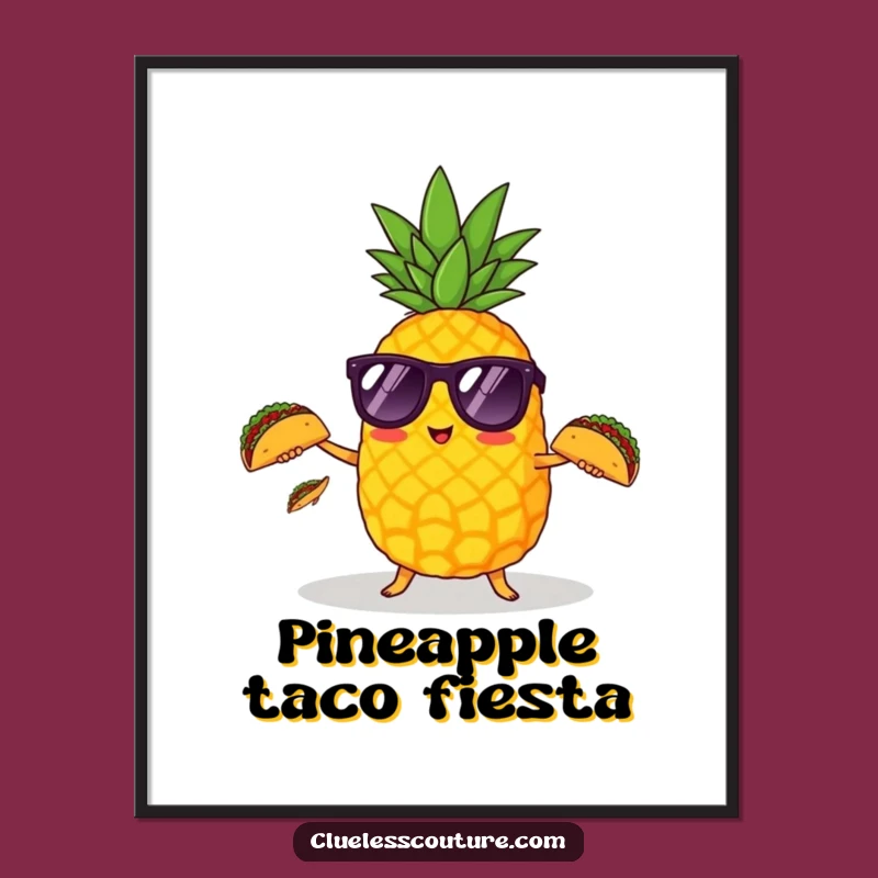 Funny Pineapple Taco Juggler Digital Art: Vibrant Tropical Wall Decor