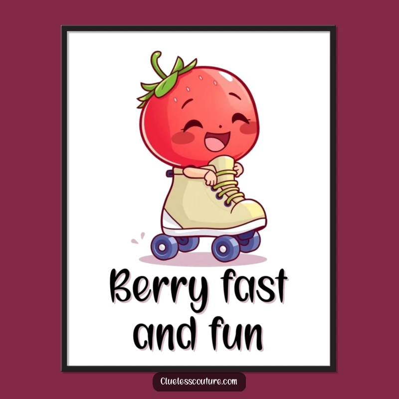 Funny Strawberry Skate Digital Art - Giggling Character Download
