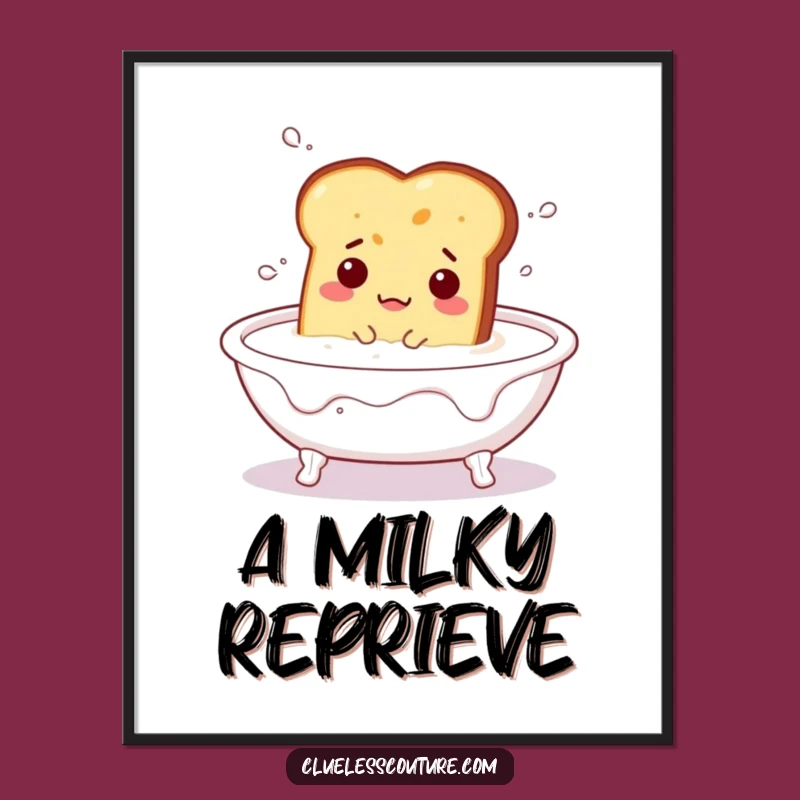 Funny Toast Milk Bath Digital Art - Instant Breakfast Laughs, Hilarious Printable Gift