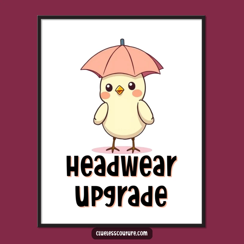 Funny Bird Umbrella Hat Digital Art: Instant Whimsy, Printable Funny Gift Decor