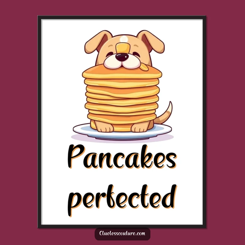 Funny Dog Pancake Balance Digital Art - Hilarious Printable for Pet Lovers