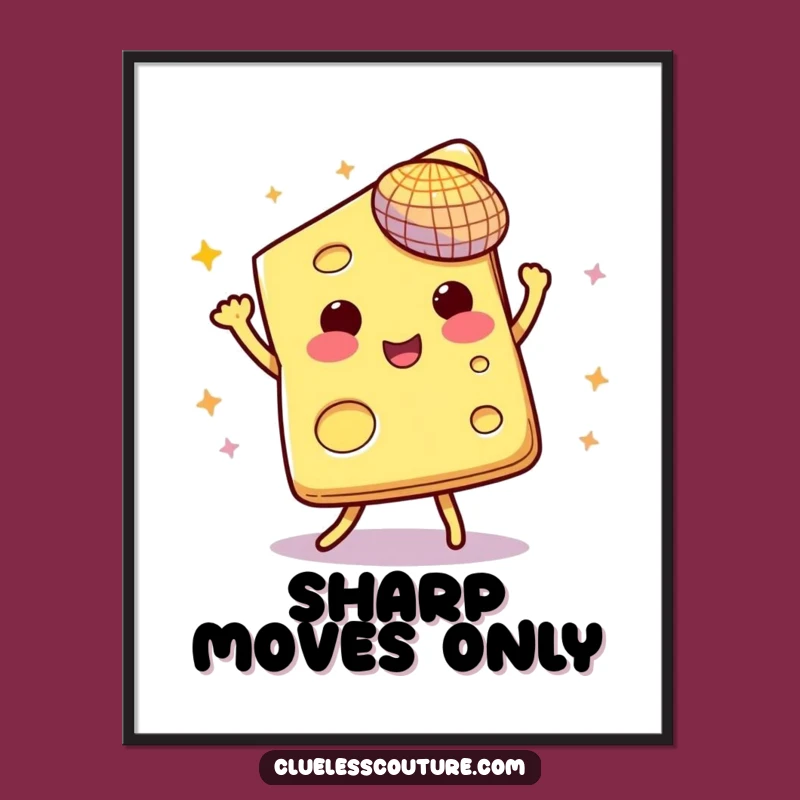 Dancing Cheese Disco Digital Print: Funny Party Food Art for Walls