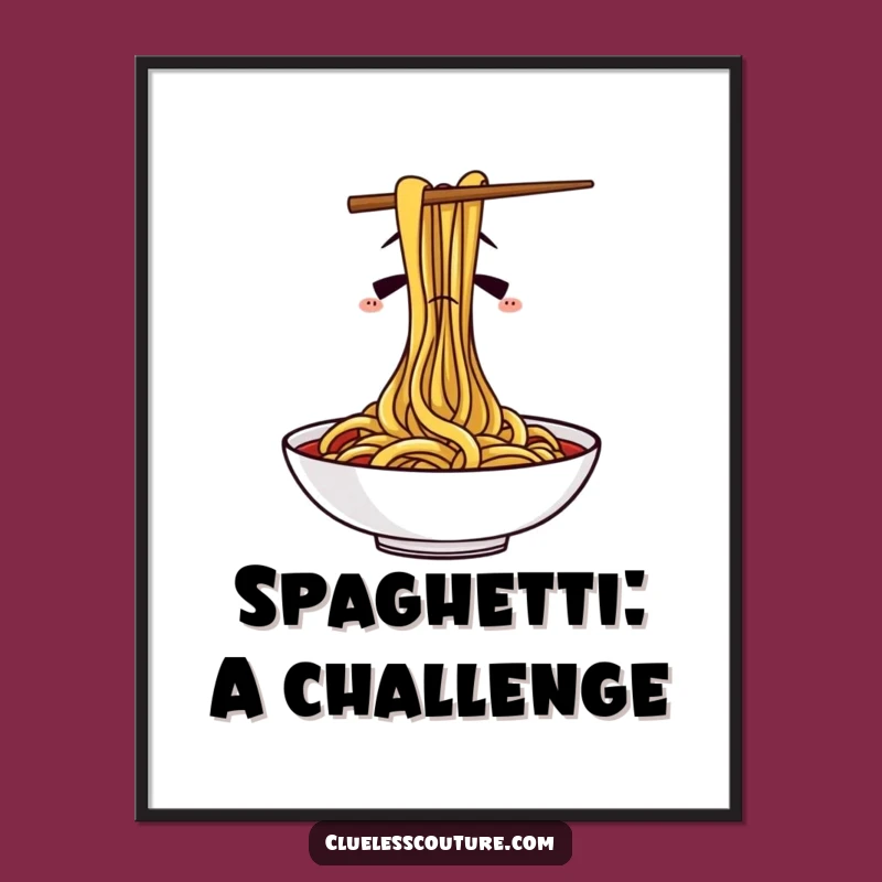Funny Confused Chopsticks Spaghetti Digital Art - Hilarious Gift for Walls