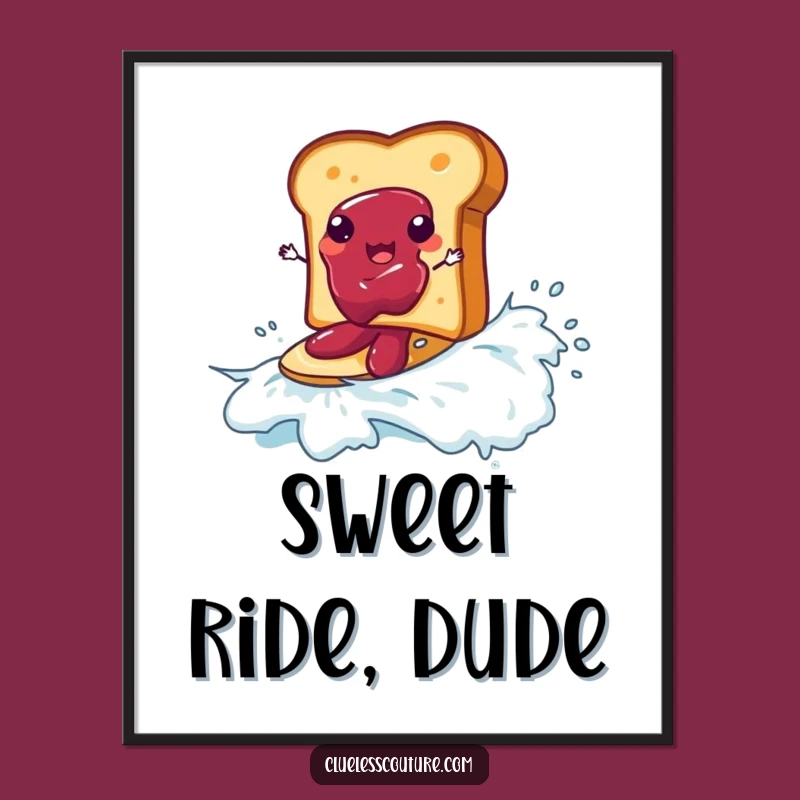 Funny Toast Surf Digital Art: Jam Wave Rider - Instant Funny Gift!