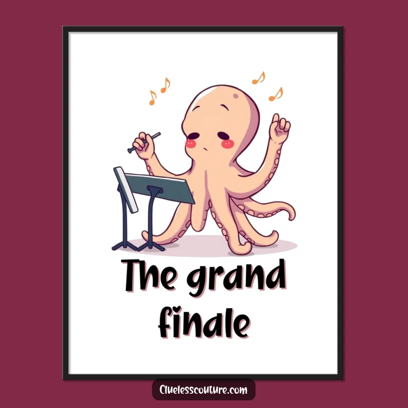 Funny Octopus Conductor Digital Art Print - Hilarious Music Decor Gift
