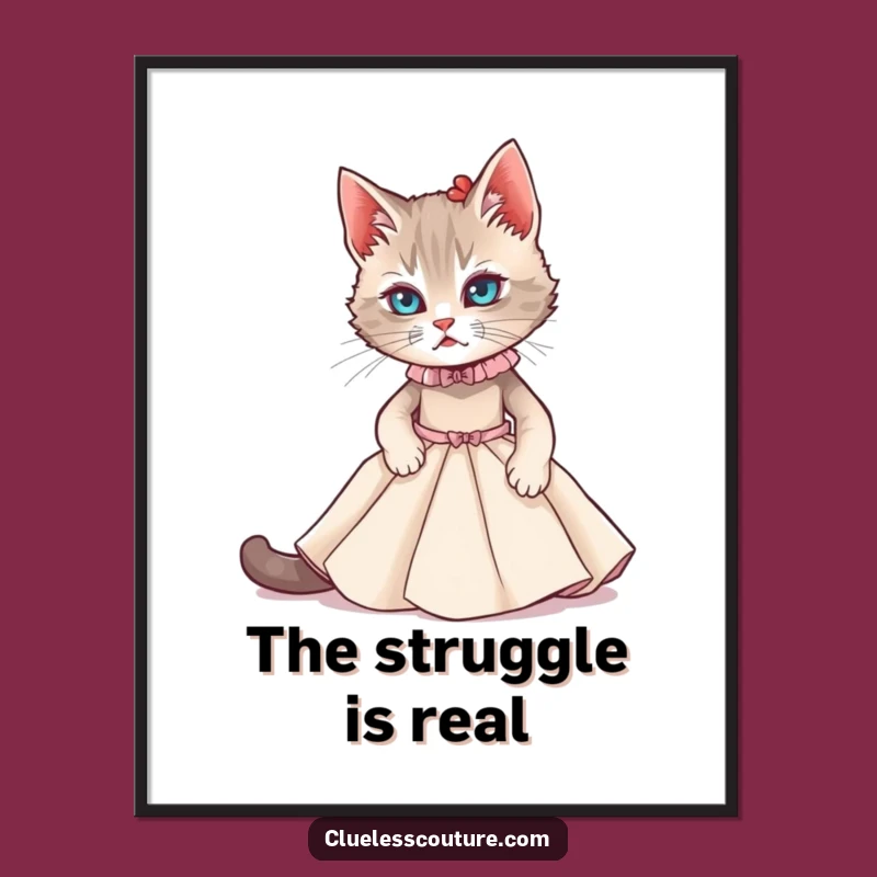 Funny Cat Couture Digital Art: Instant Fashion Download, Hilarious Wall Decor!