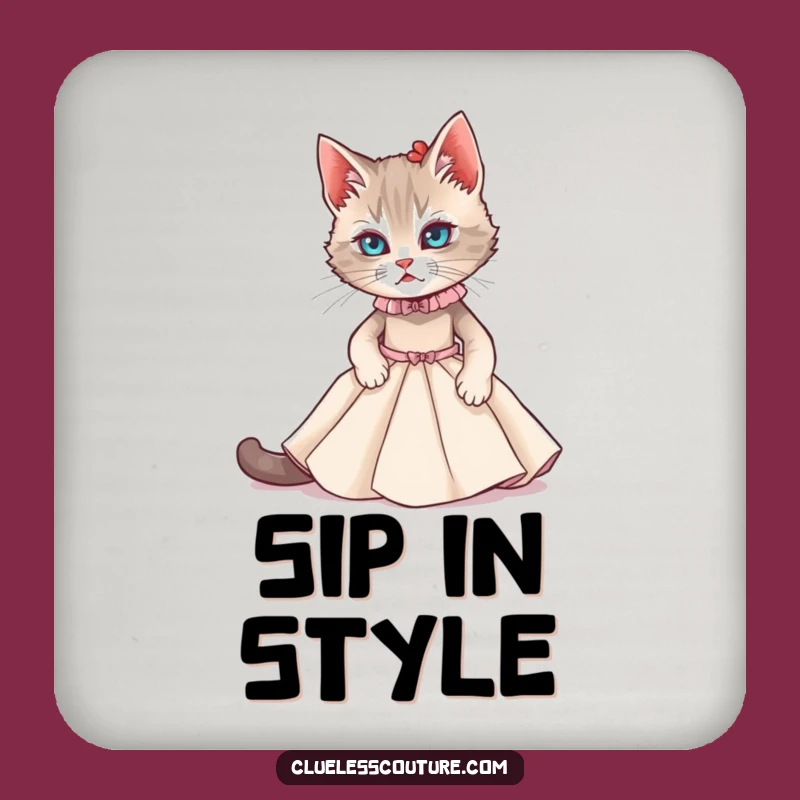 Funny Cat Couture Coaster: Protect Surfaces with Feline Humor, Hilarious Decor!