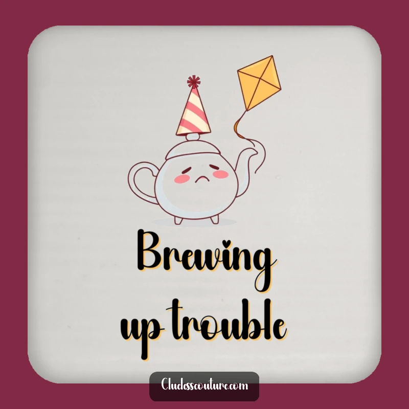 Funny Confused Teapot Flying Kite Coaster, Tiny Gift for Big Laughs