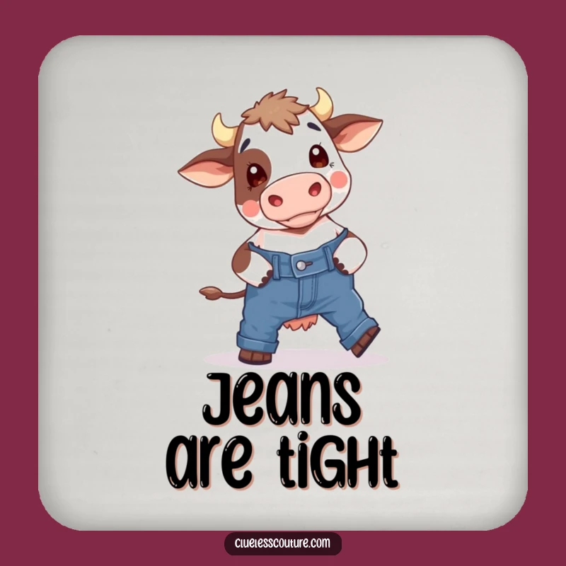 Funny Cow Skinny Jeans Drink Coaster: Hilarious Protection for Your Surfaces
