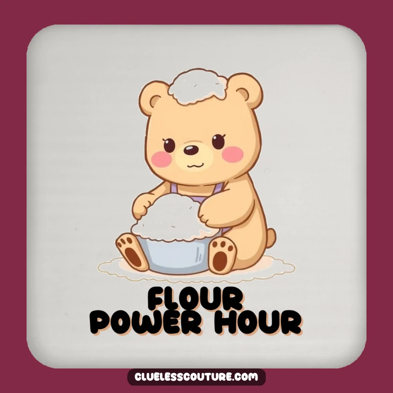Funny Flour Bear Drink Coaster - Hilarious Baking Protection Gift