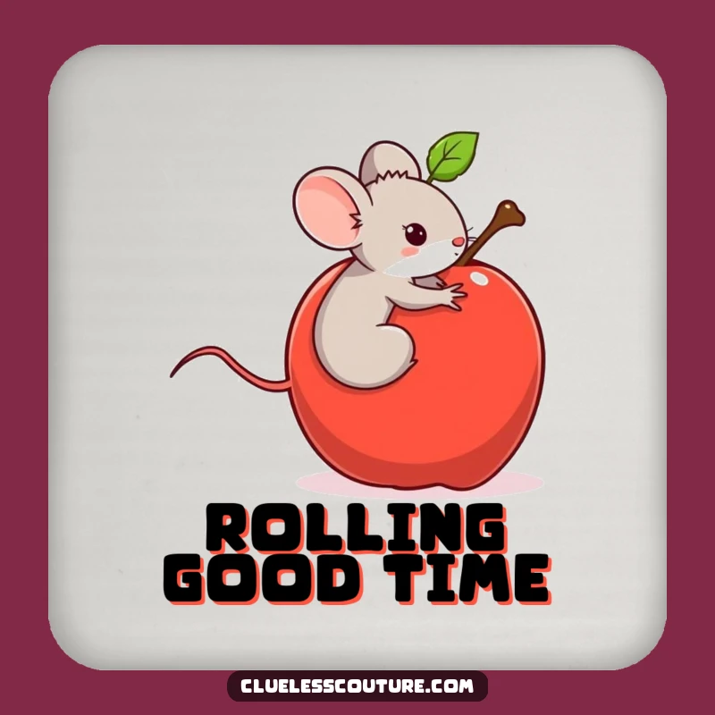 Funny Mouse Apple Ride Coaster - Protect Surfaces with Whimsy, Hilarious Gift