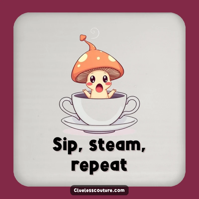 Funny Mushroom Teacup Coaster: Surprised Leaper - Protective Funny Gift!