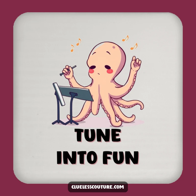 Funny Octopus Conductor Drink Coaster - Hilarious Music Table Protector Gift