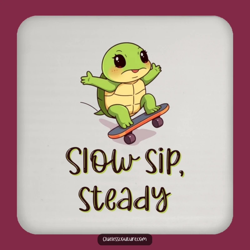 Funny Turtle Skateboard Coaster Set: Protect Surfaces with Determined Laughs