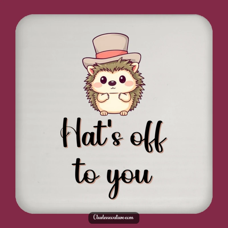 Funny Shy Hedgehog Top Hat Drink Coasters - Set of Adorable Protective Mats