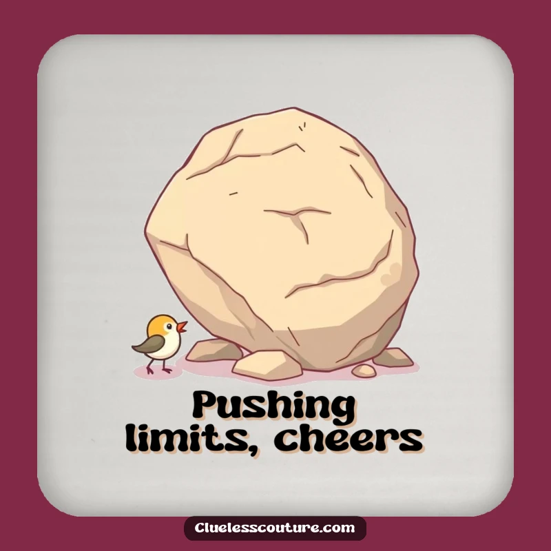 Funny Bird Boulder Push Drink Coasters - Set of Hilarious Protective Mats