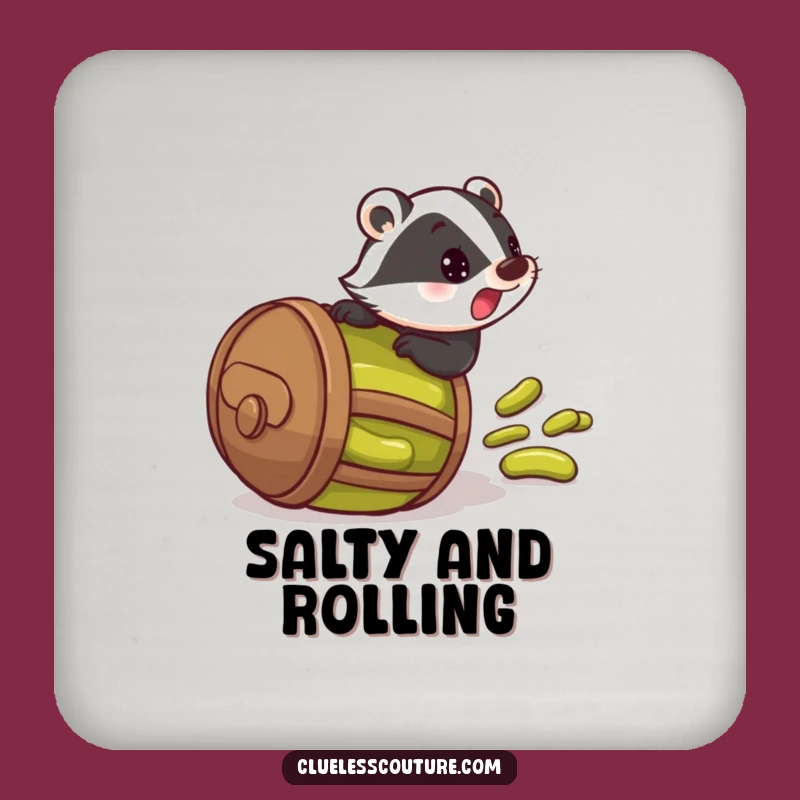 Funny Pickle Badger Coaster: Startled Roller - Protective Funny Gift!