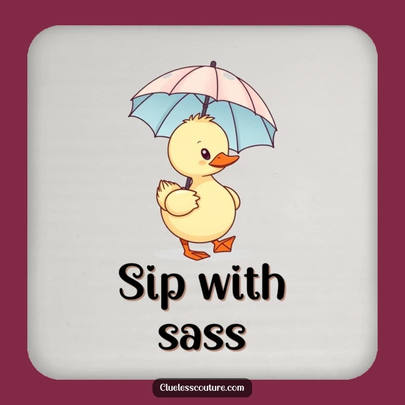 Funny Sassy Duck Coaster: Protect Surfaces With Tiny Umbrella Charm