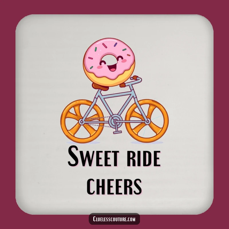 Funny Donut Bicycle Coaster: Whimsical Sprinkles Delight Humor Drink Gift!