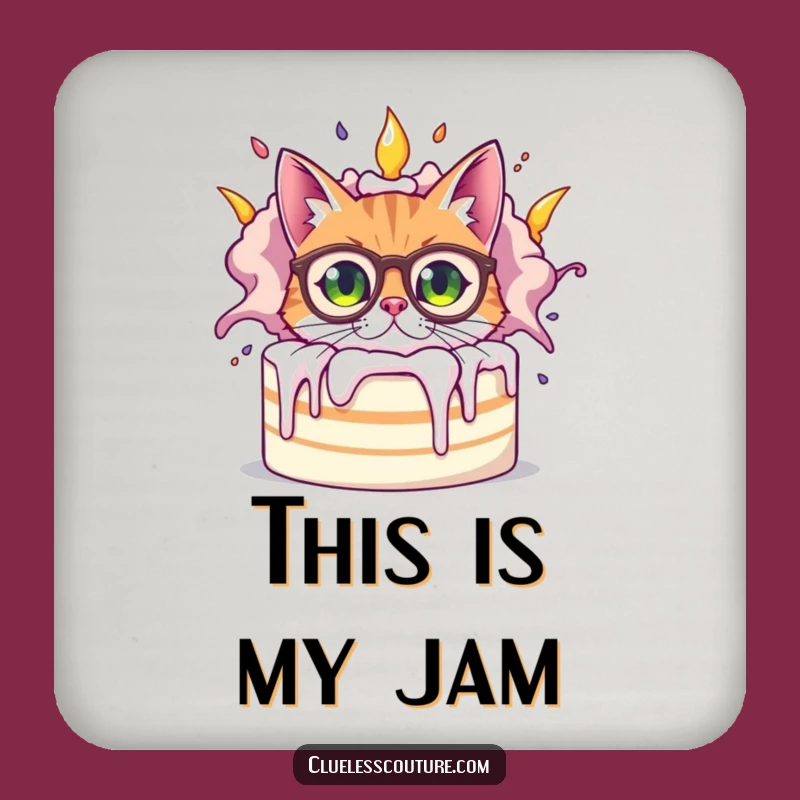 Funny Bewildered Cat Coaster, Cake Explosion Protection, Hilarious Tabletop Accent