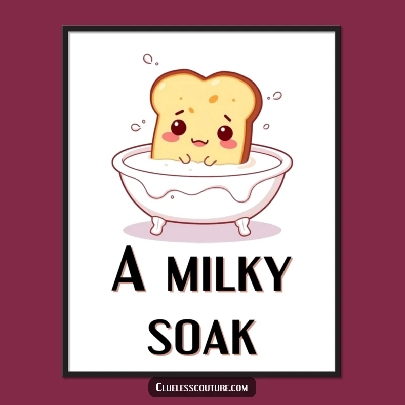 Funny Toast Milk Bath Poster - Hilarious Kitchen Art, Perfect Gift