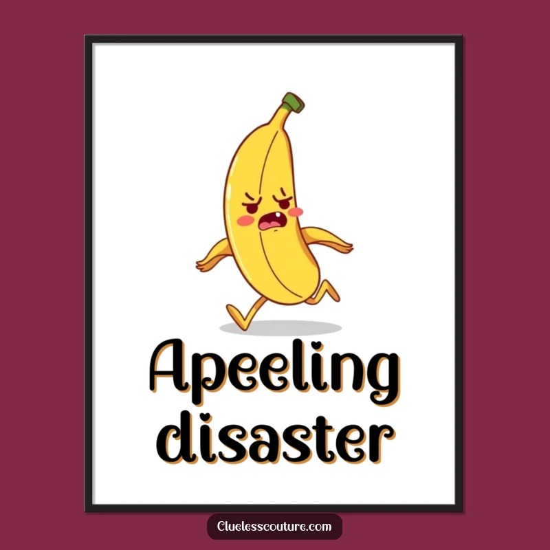 Funny Banana Running Fail Poster - Hilarious Character Art Print