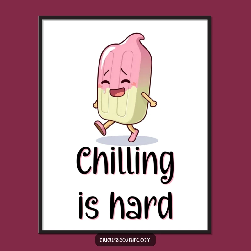 Funny Melting Popsicle Poster - Dramatic Cartoon Character Wall Art Gift