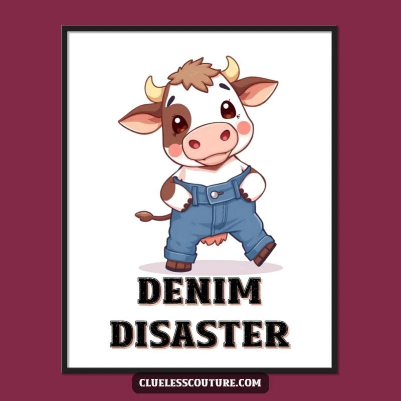 Funny Cow Skinny Jeans Poster: Hilarious Farm Animal Art for Wall Decor