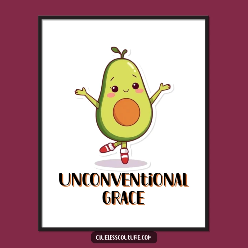 Funny Avocado Ballet Poster: Hilarious Wall Art for Shy Dancers