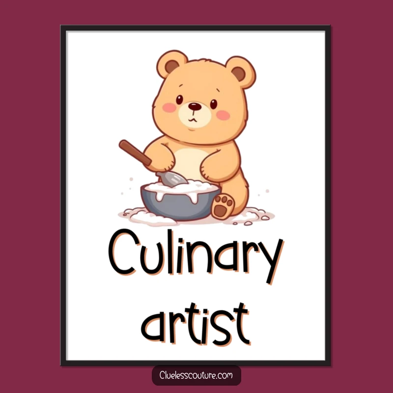 Funny Baking Bear Flour Poster: Hilarious Kitchen Art for Bakers