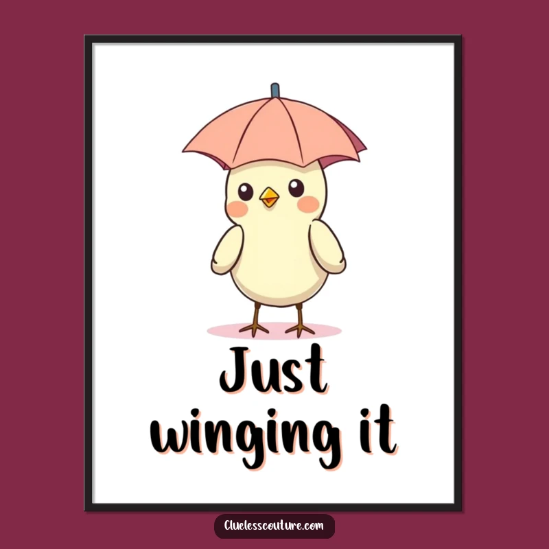 Funny Bird Umbrella Hat Poster: Quirky Wall Art, Hilarious Sunny Decor Funny Gift