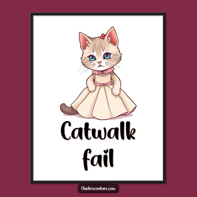 Funny Cat Couture Poster: Feline Fashion Art, Hilarious Wall Decor!