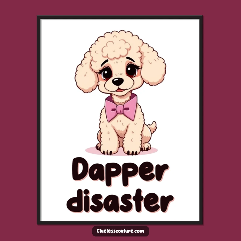 Funny Poodle Cravat Poster: Dapper Dog Art, Hilarious Wall Decor!