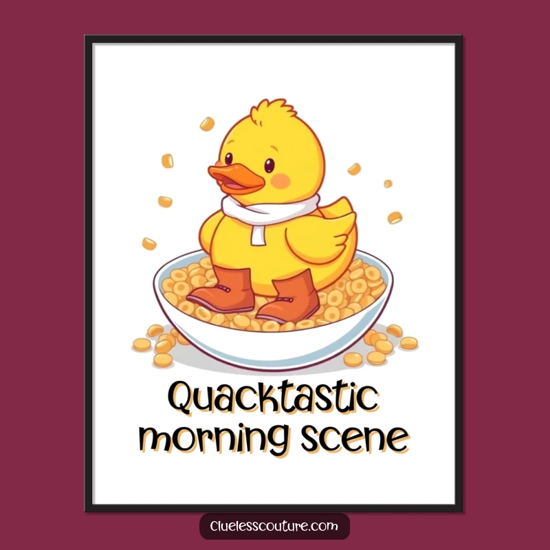 Funny Rubber Duck Cereal Splash Poster: Bring Whimsical Humor to Your Walls