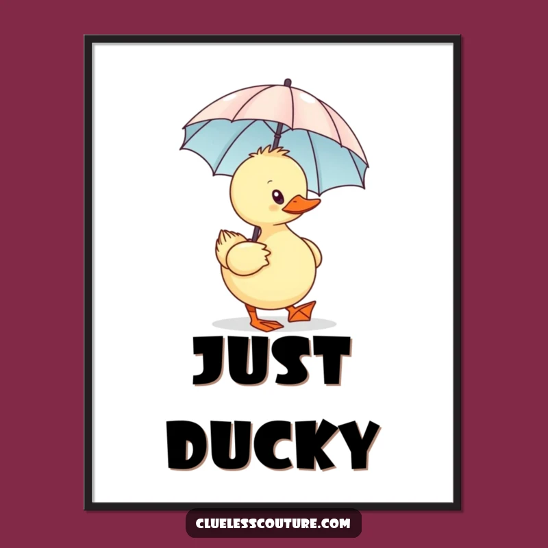 Funny Sassy Duck Poster: Quirky Humor With A Tiny Umbrella Wall Art