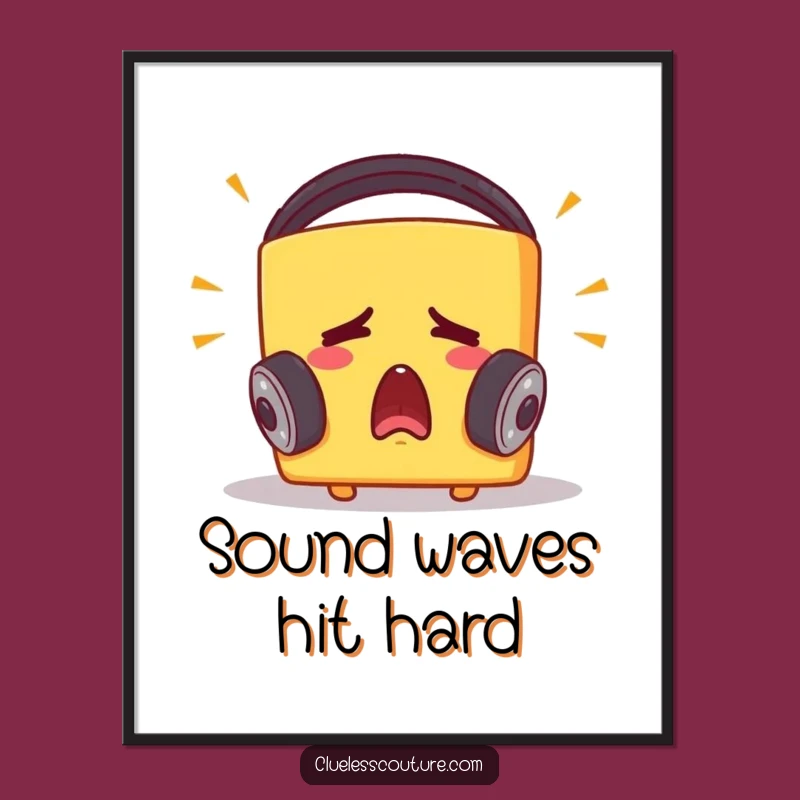 Funny Startled Cheese Block Loud Music Poster - Hilarious Wall Art, Perfect Gift