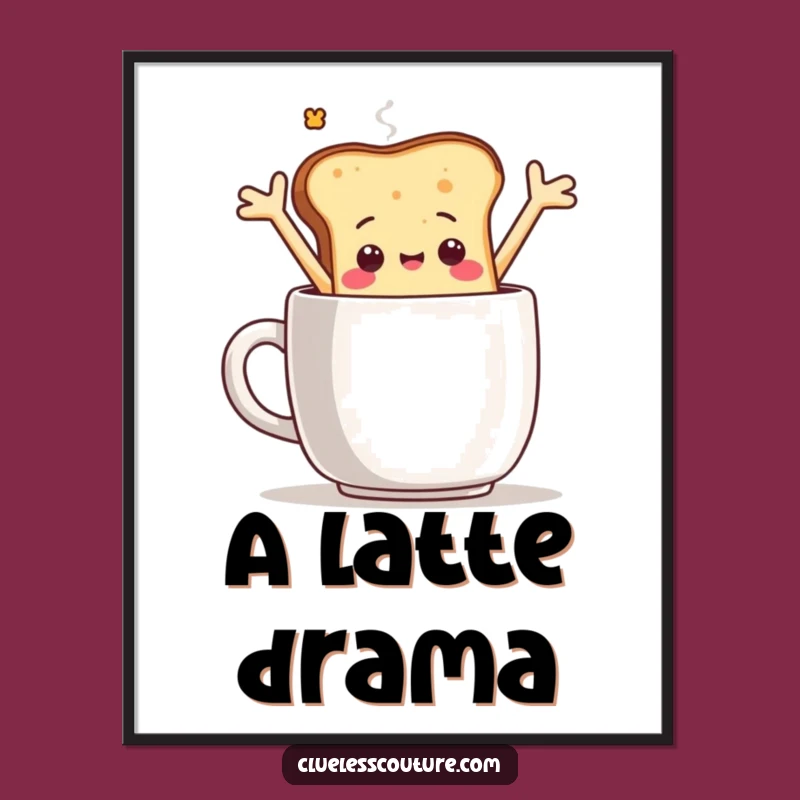 Funny Toast Coffee Dive Poster: Wall Art of Breakfast Fail