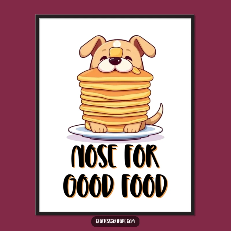 Funny Dog Pancake Balance Poster - Hilarious Pet & Breakfast Wall Art