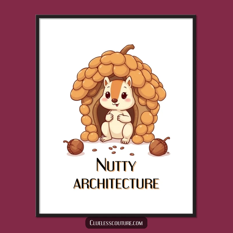 Funny Squirrel House Poster: Hilarious Acorn Architecture Art!