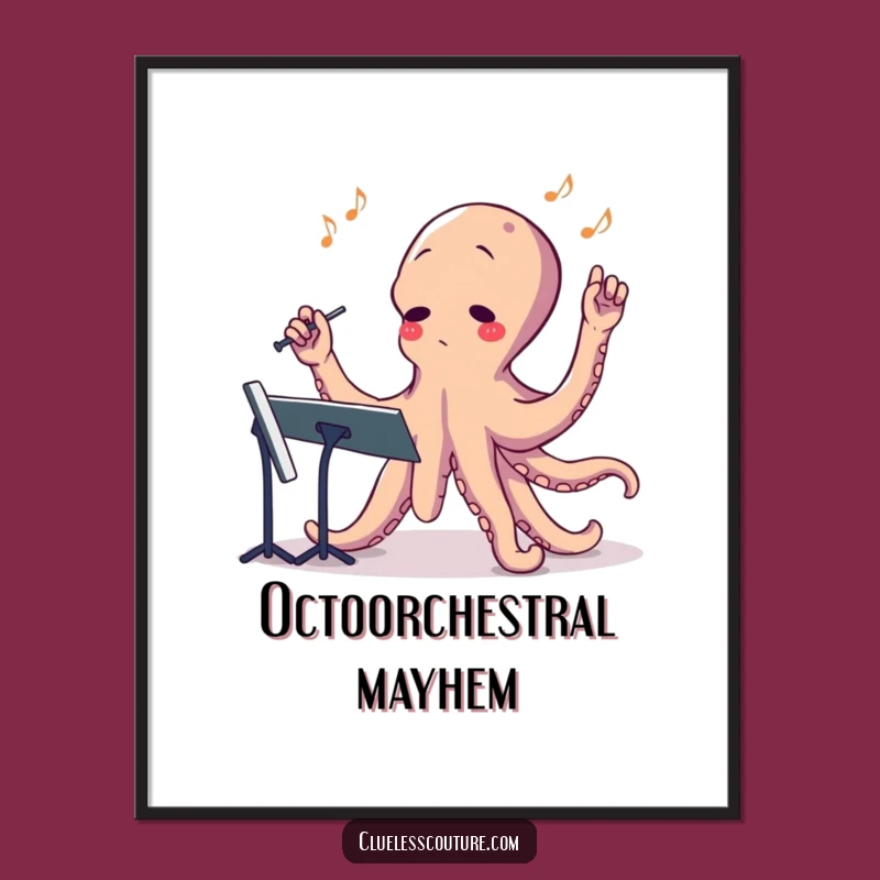 Funny Octopus Conductor Poster - Hilarious Music Room Art Gift