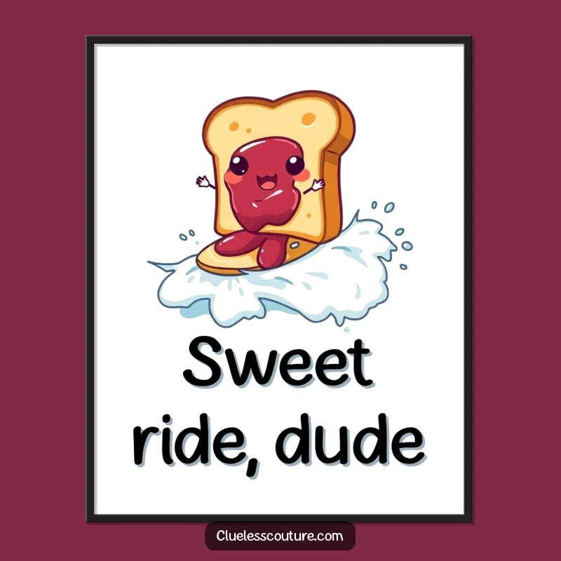 Funny Toast Surf Poster: Jam Wave Rider - Humorous Wall Art!