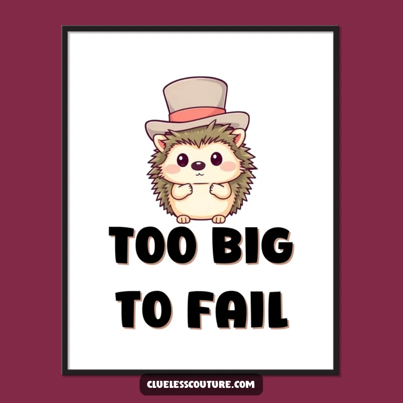 Funny Shy Hedgehog Top Hat Poster - Adorable & Humorous Wall Art