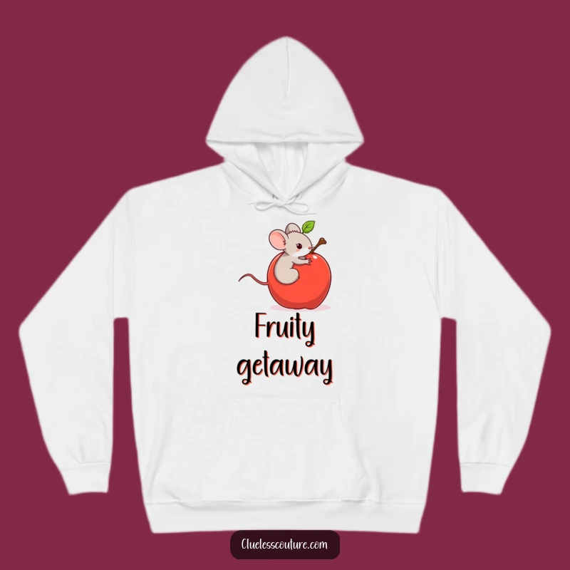 Funny Mouse Apple Ride Hoodie - Cozy Adventure, Hilarious Gift