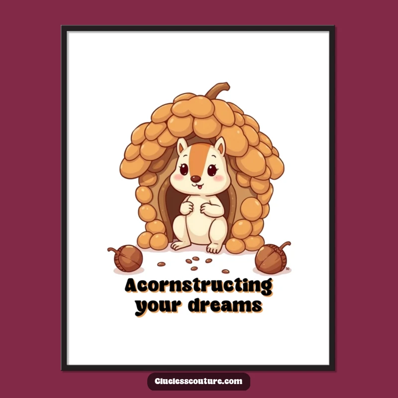 Whimsical Free Printable Wall Art: Squirrel Acorn House Art!