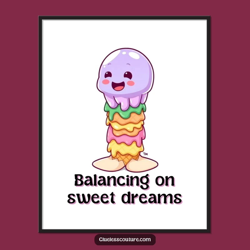 Free Printable Wall Art: Wobbly Jelly & Ice Cream, Humorous Downloadable Decor for Fun