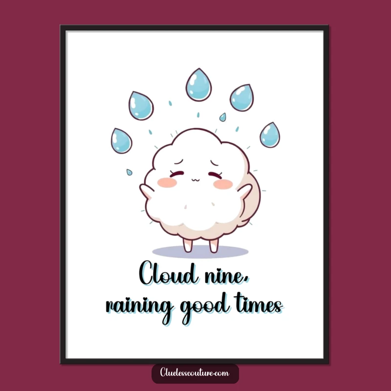 Free Printable Cloud Wall Art: Juggling Raindrops Whimsy - Funny Downloadable Decor