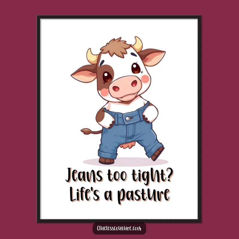 Free Printable Cow Jeans Wall Art: Funny Downloadable Decor for Your Home