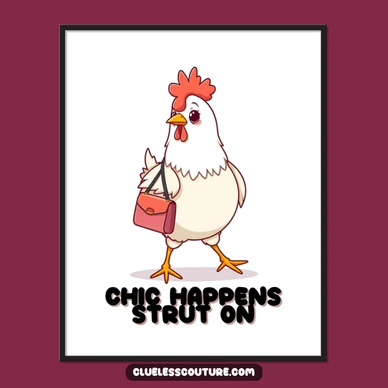 Funny Free Printable Wall Art: Fashionable Chicken Diva Downloadable Art